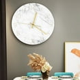 thumbnail image 3 of Quartz Analog Quiet Marble Wall Clock 3D Chic White Marble Print Modern Round Wall Wat y1902, 3 of 6