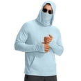 thumbnail image 3 of hlysgo Men's Sun Protection Shirt with Pockets Summer Long Sleeve Cooling Hooded Shirt for Outdoor Work Breathable Workout Hiking UV Clothing Light Blue,3XL, 3 of 8