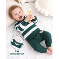 thumbnail image 3 of Toddler Baby Boys Clothes 2T Boys Fall Winter Outfits 3T Boys Long Sleeve Round Neckline Stripe Sweatshirt Pants 2PCS Clothing Set Green, 3 of 7