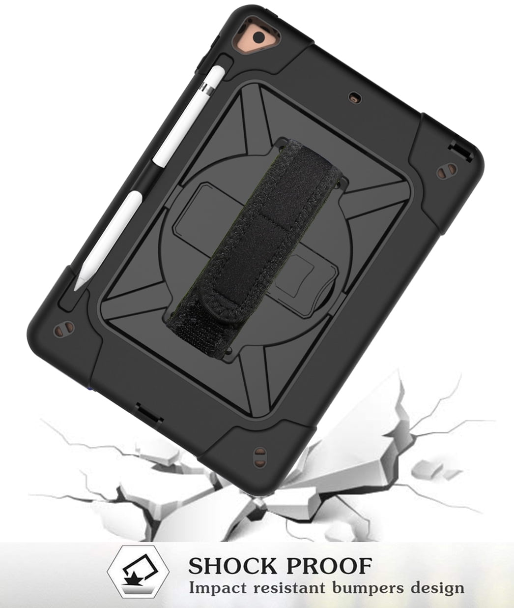 iPad 9th 8th 7th Generation Cases with Screen Protector, iPad 10.2" 2021/2020/2019 Case, Allytech Heavy Duty Shockproof Protective Covers with 360 Rotate Stand /Hand Strap/ Should Belt /Pencil Holder