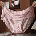 thumbnail image 6 of opolski Women Panties Mid Waist Lace Bow Decor Plus Size Solid Color Tummy Control Butt-lifted Soft Stretchy Quick Dry Anti-septic Lady Underpants Briefs, 6 of 8