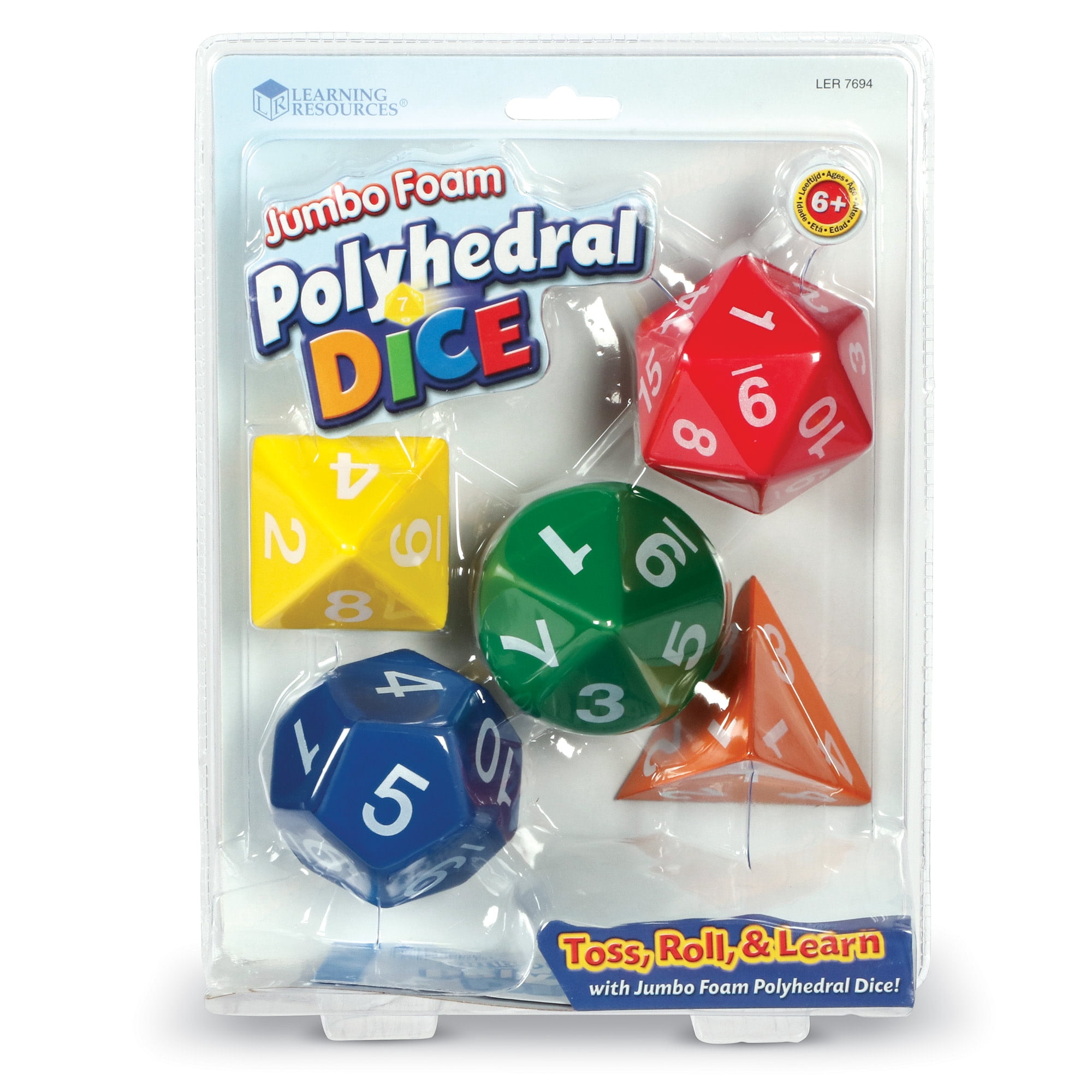 Learning Resources Jumbo Foam Polyhedral Dice - Math Manipulative Cubes, Ages 6+