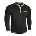 thumbnail image 4 of KHONTS Men's Henley Shirts Long Sleeve Casual T Shirts Basic Classic Vintage Cotton Tee Shirts Button Shirts with Pockets Black L, 4 of 7