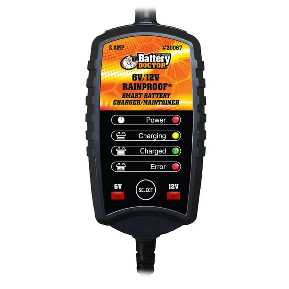 WirthCo Chargeur de Batterie 20067 Batterie Doc Imperméable; pour Batteries 6 Volts/12 Volts; Chargeur Automatique et Entretien; Courant de Charge 2 Amp; Boîtier Moulé Résistant à l'Eau IP65