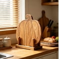 thumbnail image 3 of Pumpkin Cutting Board Wood, Pumpkin Charcuterie Board, Cheese & Serving Tray with Handle, Fall Pumpkin Kitchen Decor & Holiday Party Gift, 3 of 3