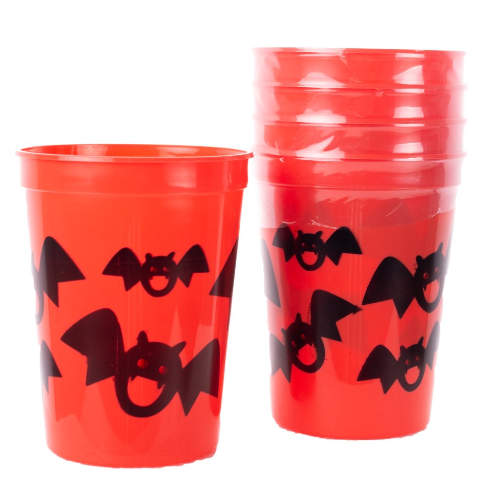 Halloween Plastic Drinking Cups 10 oz Plastic Cup, Orange Black, 5 Pack