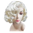 thumbnail image 1 of Peluca de cosplay rubia vintage, peluca sintética corta rubia platino para mujer, disfraz de Halloween y uso diario con gorro de peluca (rubia), 1 of 5