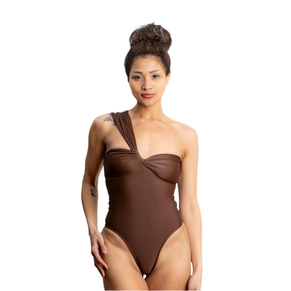 Azzul Swimwear Swimsuit GOBI Bralette UV/Chlorine Resist Size S Color Brown