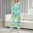 thumbnail image 2 of Levmjia Womens Pajama Set Lapel Short Sleeve Carnival Printed Cardigan Sleepwear 2 Piece Set With Pants Comfortable and Breathable Nightwear Home Relaxation, 2 of 9