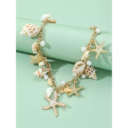 QQTDFG Starfish & Conch Charm Necklace for Women Jewelry for Women Necklace Accessories-default
