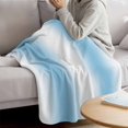 thumbnail image 3 of Sky Blue White Blanket Soft Cozy Warm Twin Blanket for Bed, Plush Fuzzy Flannel Fleece Blankets for Sofa, Gradient Vertical Stripes Minimalist Throw Blankets for Couch, Gifts for Men, 60"x80", 3 of 9