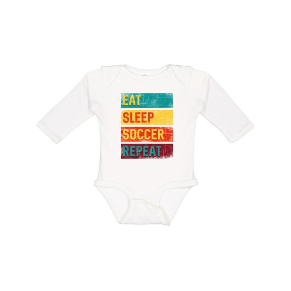 Inktastic Eat Sleep Soccer Repeat Boys or Girls Long Sleeve Baby Bodysuit