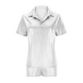 thumbnail image 5 of ZyeKqe Womens 2 Pieces Lounge Outfits Short Sleeve Collared T-Shirts Shorts Party Clubwear Tready Set, 5 of 7