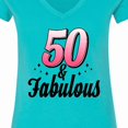 thumbnail image 4 of Inktastic 50 and Fabulous with Sparkles Women's V-Neck T-Shirt, 4 of 5