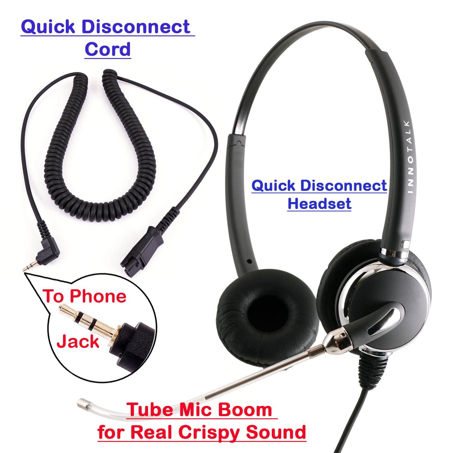 zoals dat hangen atleet 2.5 mm headset - Innotalk Voice Tube Mic Binaural Headset with Swiveling  Speaker + 2.5mm Headset Plug Built in Plantronics Compatible QD -  Walmart.com