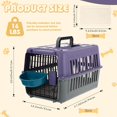 thumbnail image 3 of 2 Set Travel Pet Carriers for Small Cat Dog Plastic Hard Shell Carrier Cat with Bowl Wire Door Grille Mat Portable Breathable Security Lock Puppy Kennel for Travel Airline, 17.5", up to 13lbs(Purple), 3 of 14