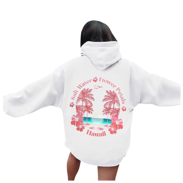WEAIXIMIUNG Ensembles de Sweat-Shirts Raccourcis pour Femmes Sweat à Capuche Imprimé Lettres Manches Longues avec Poches