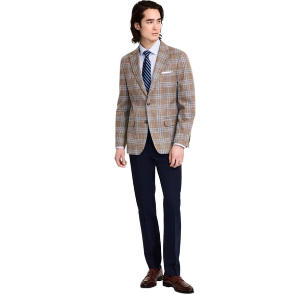 Tommy Hilfiger Mens Modern fit Sport Coat Blazer 44 L Beige Plaid