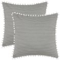 thumbnail image 2 of REGALWOVEN 1 Pair Striped Pillow Cover with Pom Pom Fringe for Home Decor Cushion Case Black 18" x 18", 2 of 6