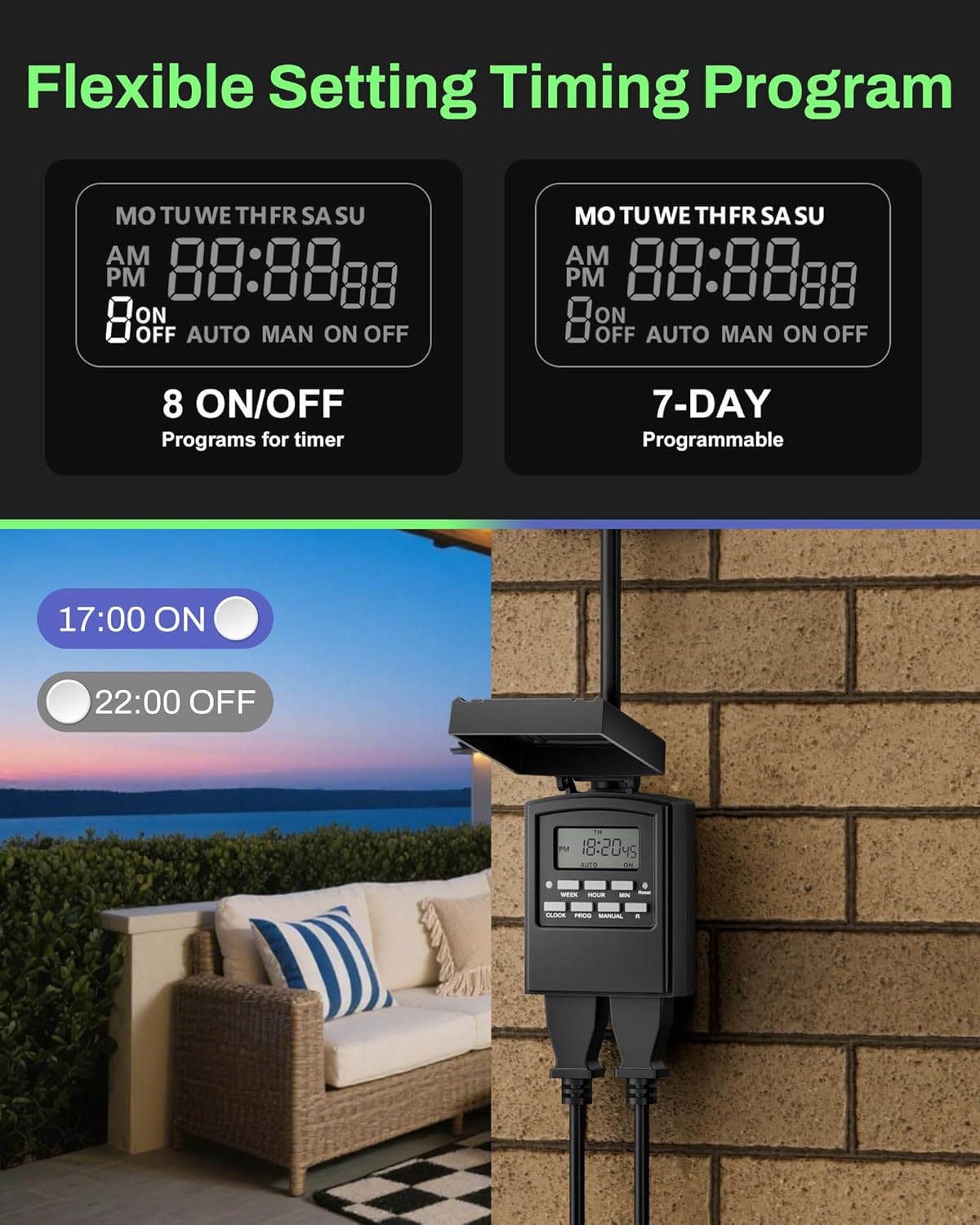 BN-LINK 7-Day Outdoor Digital Timer Outlet photo 3