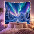 thumbnail image 2 of Northern Lights Above Snowy Mountains and Reflective River, Dreamy Digital Art for Nature Lovers, Aurora Decor, Christmas Gift Tapestry Wall Hanging for Bedroom and Dorm, 2 of 7