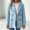 thumbnail image 6 of Jackets for Girls Zaewscy Girls Double‑Breasted Wool Blend Coat Notched Lapel Long Sleeve Kids Casual Wool Outerwear Light Blue 120, 6 of 9
