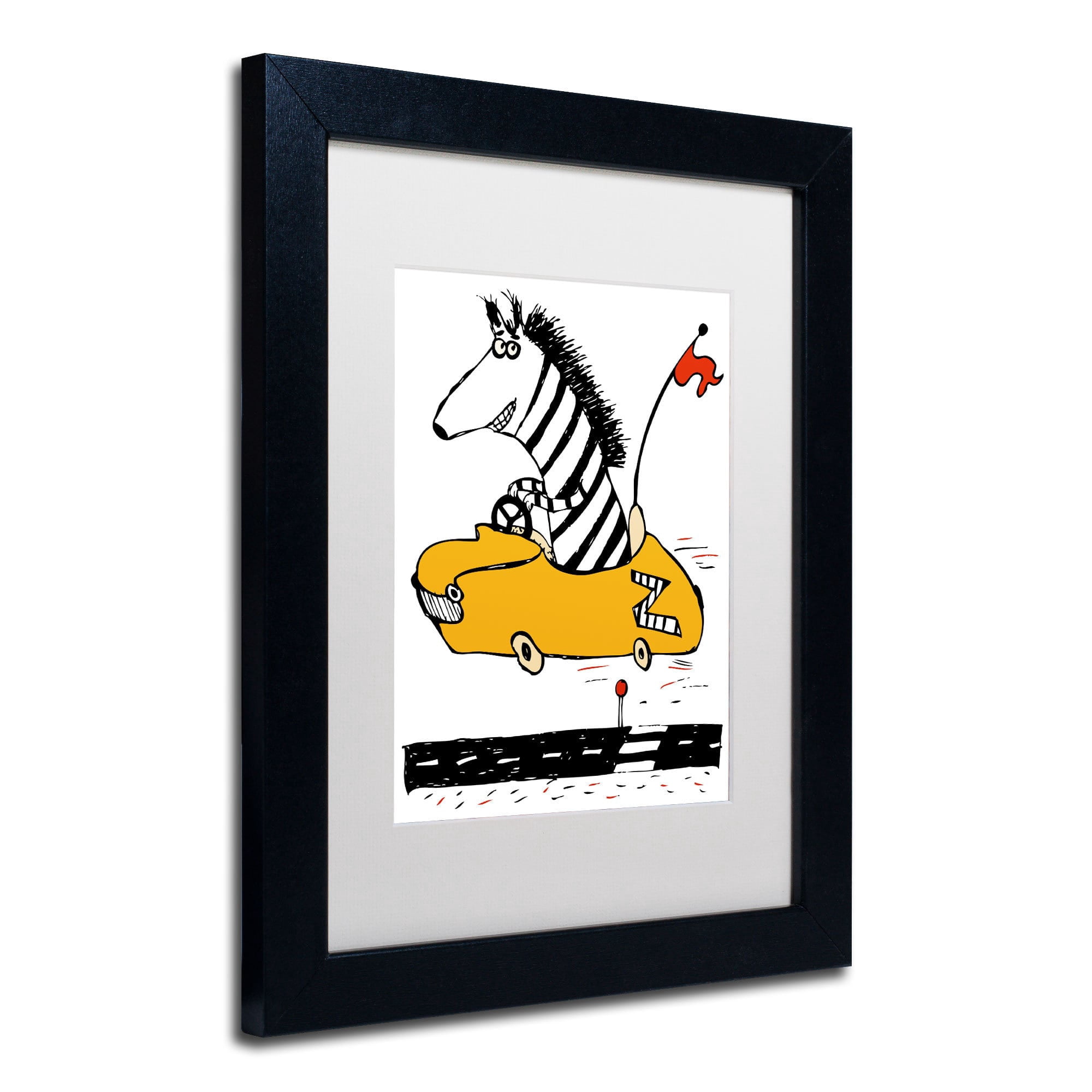 Trademark Fine Art "Zippy Zebra" Canvas Art by Carla Martell, White Matte, Black Frame