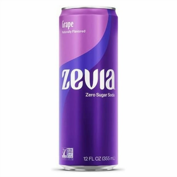 Zevia Zero Sugar Soda, Grape, 12 Ounce Sleek Can - Pack of 2