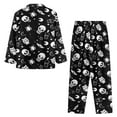 thumbnail image 6 of Garronmavis Black Skull Womens Pajama Set 2 Piece Long Sleeve Button Down Sleepwear Soft Comfy Loungewear Pjs Set for Women Halloween Costume, 6 of 7