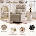 thumbnail image 7 of GEEYOO Swivel Rocker Recliner Chair for Adults,360°Swivel Nursery Recliner with Side Pockets,Small Recliner Chair for Small Spaces for Living Room,Linen,Khaki, 7 of 7