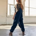 thumbnail image 4 of Overalls for Women Loose Fit Fuzzy Sherpa Lined Warm Winter Jumpsuits Adjustable Strap Fleece Overalls with Pockets Navy M, 4 of 6