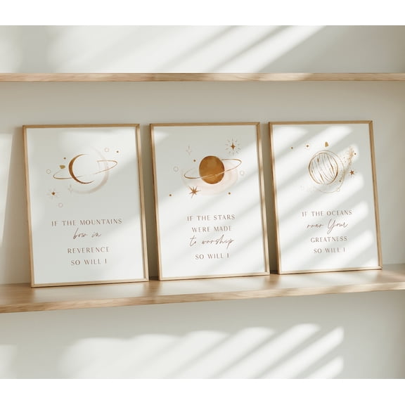 UNFFRAMED Christian Space Minimalist Set Of 3 Printed Art Print Abstract Christian Wall Art So Will I Art Prints Christian Décor Art S1- Set 3 Prints 8x12