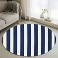 thumbnail image 2 of Navy Blue Striped Round Rug 4ft Area Rug Washable Soft Non-Slip 4' Circle Low Pile Rugs Modern Farmhouse Blue White Stripes Carpet for Bedroom Living Room Entryway Home Office Dining Room, 2 of 8