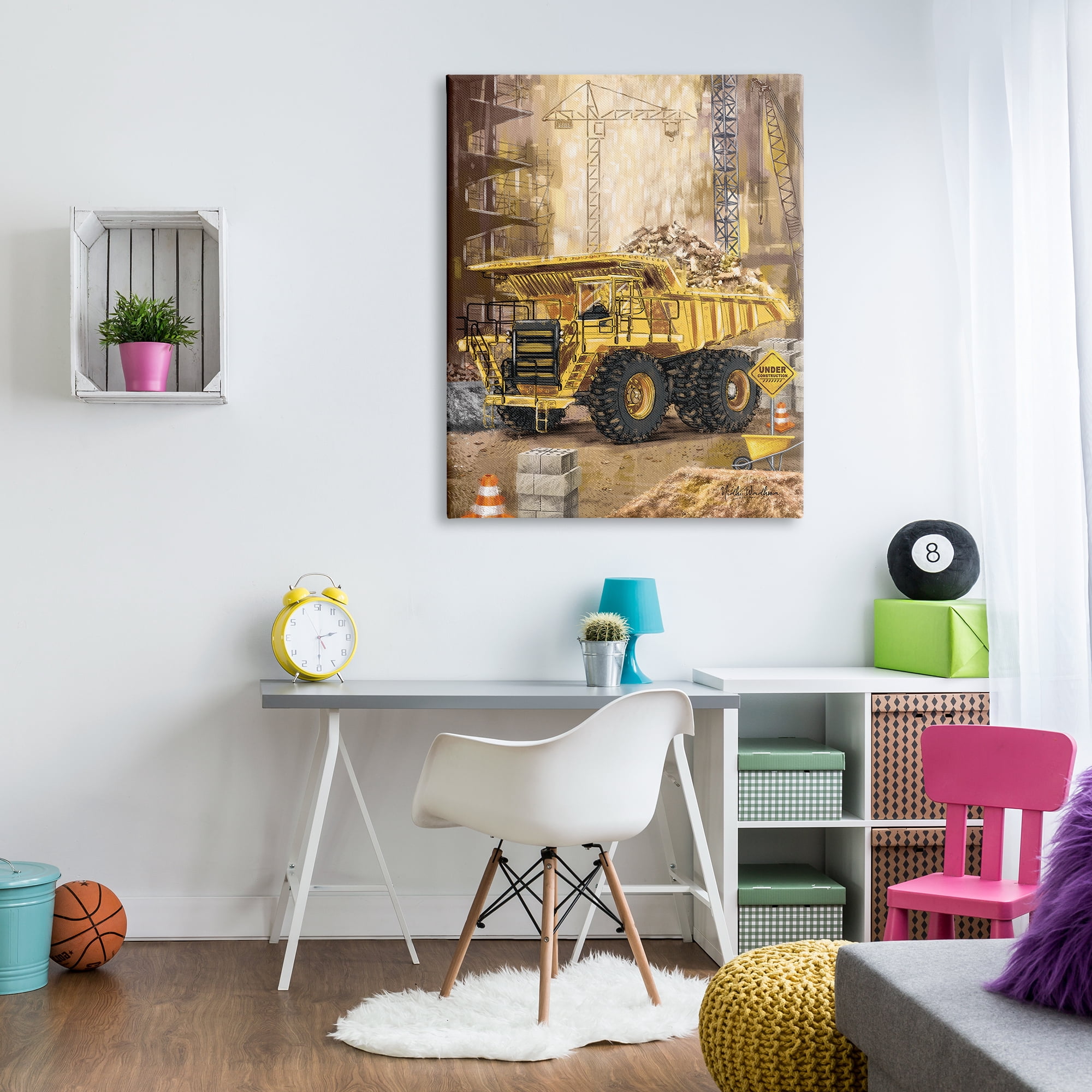 Stupell Industries Under Construction Site Transportation Painting Gallery Wrapped Canvas Art Print Wall Art, 36 x 48