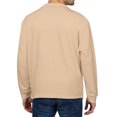 thumbnail image 5 of Men's Casual Solid Color Button Long Sleeve Polo Shirt, Henley Collar Sport Top for Gym, Casual Fridays and Everyday Comfort,Khaki,3XL, 5 of 7