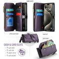 thumbnail image 6 of Allytechgroup iPhone 14 Wallet Case with Shoulder Strap, Strap Wrist, Zipper Pocket, Cards Slots, RFID Blocking Shockproof Bumper Mini Carring Bag Phone Case for Apple iPhone 14,Purple, 6 of 9