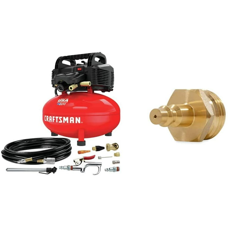 CRAFTSMAN Air Compressor, 6 Gallon, Pancake, Oil-Free with 13 Piece  Accessory Kit (CMEC6150K) & Camco Blow Out Plug With Brass Quick  Connect-Aids in