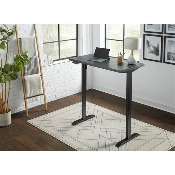 Electric Height Adjustable Desk Laminate Wood Sit-Stand Table Office Desk Black