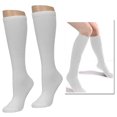 thumbnail image 1 of Lote de 12 pares de calcetines de fútbol para uniforme escolar, hasta la rodilla, para mujer y niña, blancos, talla 6-8 (L), 1 of 3