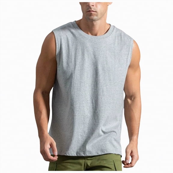 Hessimy Mens Sleeveless Tank Tops Workout Muscle Gym Shirt Athletic Bodybuilding Slim Fit T Shirts(Light Gray,XL)