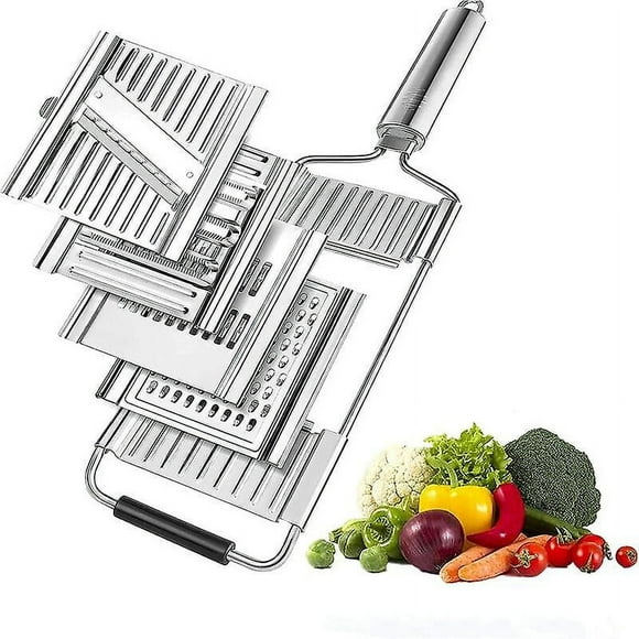 Kitchen Mandoline Vegetable Cutter 4 in 1 Manual Stainless Steel Multifunction Vegetable Cutter 4 Modes Slicer Kitchen Mandoline Vegetable Cutter for