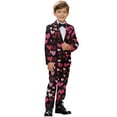 thumbnail image 2 of Xoenoiee Heart Love Print Boys' Formal Suit 2 Piece Set Blazer Set Valentine's Day Toddler Tuxedos for Wedding, Suits for Teens Boy Dress School Clothes, 6-7 Years, 2 of 7