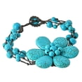thumbnail image 5 of Tropical Chic Flower Blue Turquoise Multistrand Cotton Rope Toggle Bracelet, 5 of 5