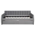 thumbnail image 5 of Upholstered Daybed with 2 Storage Drawers,Twin Size Velvet Sofa Bed Frame with Wood Slat Support,Solid Wood Bedframe Twin Daybed Frame for Living Room Bedroom,No Box Spring Needed & Space-Saving,Gray, 5 of 6