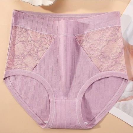 sovlvnd Savings Breathable Comfortable Briefs Panties Women s Solid Lace Plus Size High Waist Leak Proof Crotch Shorts Underwear Panties Summer Loose Thin Mesh Breathable Underpants