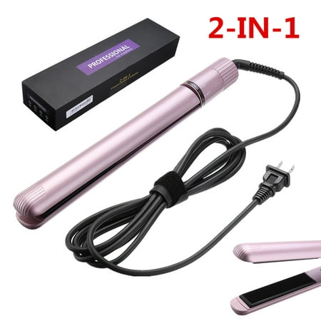 2in1 10s Fast Heat Hair Straightener & Curling Curler Wand 360° Knob Tourmaline Ceramic Flat Iron Dry&Wet Use with 5-Speed Rotating Adjustable (Best Straighteners For Curling Hair Uk)