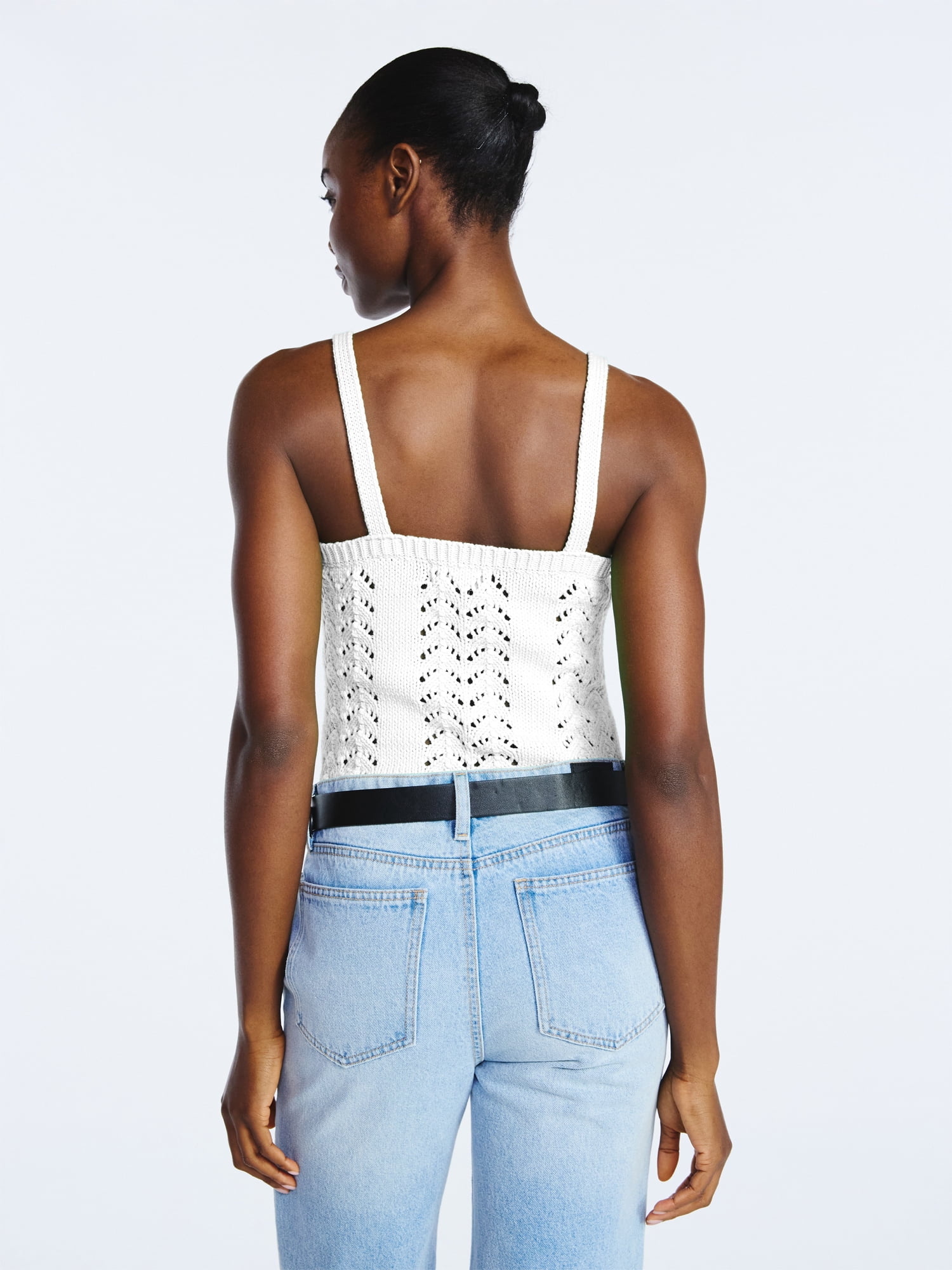 Scoop Women’s and Women's Plus Crochet Sweater Tank Top with Sweetheart Neck, Sizes XS-4X