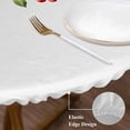 thumbnail image 4 of Red Green Christmas Table Cloth, Round Fitted Tablecloths with Elastic Edge, Xmas Balls Botanical Poinsettia Wipeable Waterproof Table Cover for Kitchen Wedding 55-60 Inches, 4 of 4