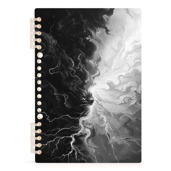 Black and White Spiral Journal Notebook College Ruled Notebook 8.3" x 5.7" A5 Lined Thick Paper Page