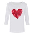 thumbnail image 3 of RXMEKW Haut à Manches 3/4, T-Shirt Ample à Manches Trois-Quarts et Col Rond Imprimé Cœur pour Femmes, 3 of 5